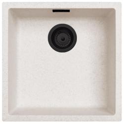 Zand Wit Creme Spoelbak 40x40 cm Onderbouw, Opbouw en Vlakinbouw met Mat Zwarte Plug 1208970540