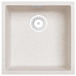 Zand Wit Creme Spoelbak 40x40 cm Onderbouw, Opbouw en Vlakinbouw met Witte Plug 1208970541