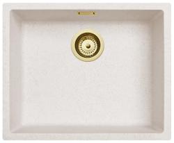 Zand Wit Creme Spoelbak 50x40 cm Onderbouw, Opbouw en Vlakinbouw met Gouden Plug 1208970547