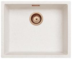 Zand Wit Creme Spoelbak 50x40 cm Onderbouw, Opbouw en Vlakinbouw met Koper Plug 1208970548