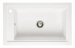 Graniteland Magra Granieten Witte Spoelbak opbouw 686 x 427 mm met kraangatbank en RVS Plug 1208970614