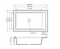 Graniteland Magra Granieten Zwart Spoelbak opbouw  686 x 427 mm met kraangatbank en RVS Plug 1208970616