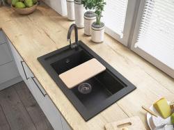 Graniteland Magra Granieten Antraciet Goud Spoelbak opbouw 686 x 427 mm met kraangatbank en RVS Plug 1208970623