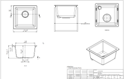 Outlet granieten café spoelbak 40x40 cm opbouw, onderbouw  1208970647