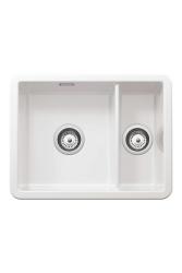 Ausmann Ceramic Ember Keramische Witte Anderhalve Spoelbak Opbouw en Onderbouw 495 x 370 mm met RVS pluggen 1208970736