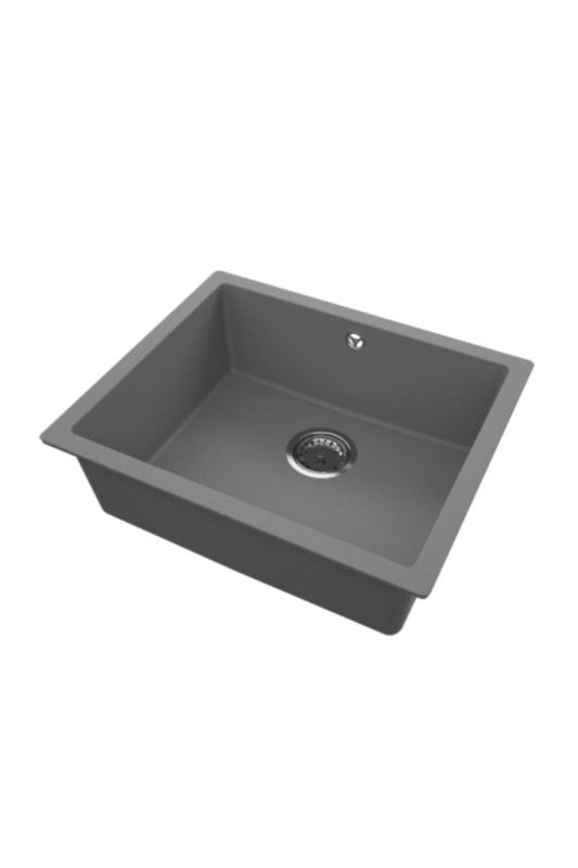 GraniteMy Universal Granieten Grijs, donker Spoelbak 50x40 cm Opbouw, Onderbouw en Vlakinbouw met RVS Plug 1208970744