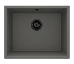 GraniteMy Universal Granieten Grijs, donker Spoelbak 50x40 cm Opbouw, Onderbouw en Vlakinbouw met Zwarte Plug 1208970755