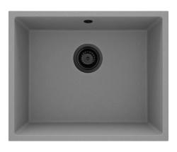 GraniteMy Universal Granieten Grijs Spoelbak 50x40 cm Opbouw, Onderbouw en Vlakinbouw met Zwarte Plug 1208970759
