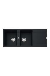Franke Maris MRG 621 Fragranite Mat Zwart Dubbele Spoelbak 116 x 50 cm Opbouw met Afdruipgedeelte 114.0628.970