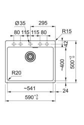 Franke Maris MRG 610-50 TL Fragranite Mat Zwart Spoelbak Opbouw met Kraangatbank  114.0668.630