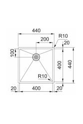 Franke Bolero Plus New R10 B2X 210-40-40 RVS Spoelbak Vlakinbouw onderbouw en opbouw 40x40 cm 127.0728.976