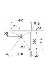 Franke Bolero Plus New R10 B2X 210-40-37 RVS Spoelbak Vlakinbouw, onderbouw en opbouw  40x37 cm 127.0730.522