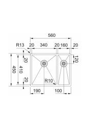 Franke Bolero Plus New R10 B2X 260-34-16 BL 1,5 Anderhalve RVS Spoelbak Vlakinbouw, onderbouw en opbouw56x45 cm 127.0733.339