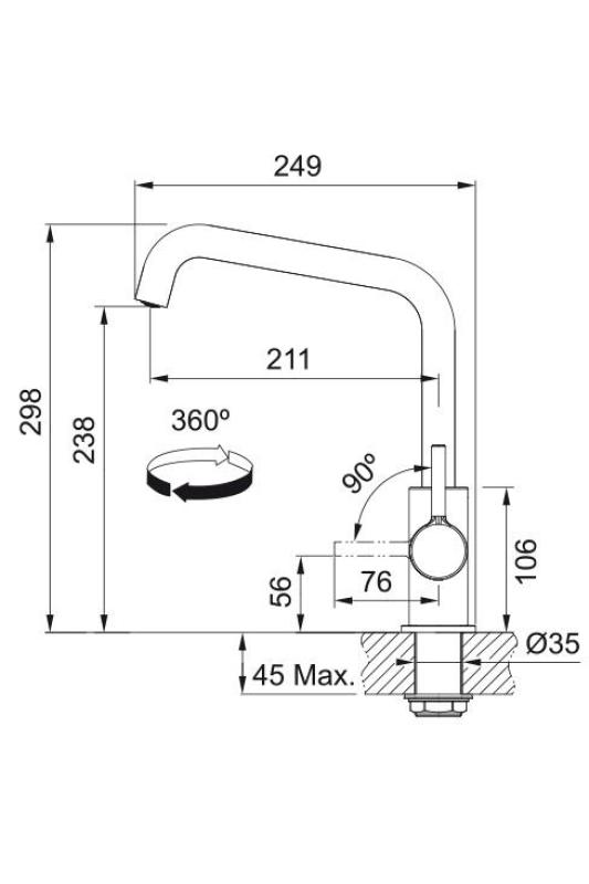 Franke Lina U Keukenkraan Draaibare Uitloop Zwart 115.0728.474