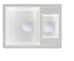 GraniteMy Smart extra ondiepe 1,5 granieten opbouw witte spoelbak 58x44cm met koper plug 1208970052