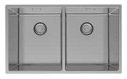 Pure.Sink Prestige Dubbele RVS spoelbak 70x40 cm 10mm radius onderbouw, vlakbouw en opbouw PPG343440-02