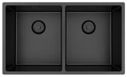 Pure.Sink Prestige Dubbele Gun metal spoelbak 70x40 cm 10mm radius onderbouw, vlakbouw en opbouw PPG343440-61