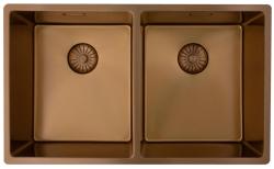 Pure.Sink Prestige Dubbele Koperen spoelbak 70x40cm 10mm radius onderbouw, vlakbouw en opbouw PPG343440-62