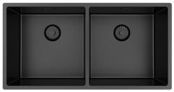 Pure.Sink Prestige Dubbele Gun metal spoelbak 82x40 cm 10mm radius onderbouw, vlakbouw en opbouw PPG404040-61