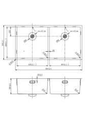 Pure.Sink Prestige Dubbele Koperen spoelbak 82x40 cm 10mm radius onderbouw, vlakbouw en opbouw PPG404040-62