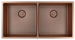 Pure.Sink Prestige Dubbele Koperen spoelbak 82x40 cm 10mm radius onderbouw, vlakbouw en opbouw PPG404040-62