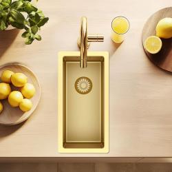 Pure.Sink Exclusivo kleine Gouden spoelbak 18x40 cm 10mm radius onderbouw, vlakinbouw en opbouw PEX1840-60