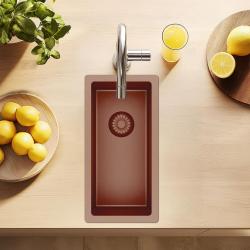Pure.Sink Exclusivo kleine Koperen spoelbak 18x40 cm 10mm radius onderbouw, vlakbouw en opbouw PEX1840-62