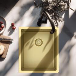 Pure.Sink Exclusivo Gouden spoelbak 34x40 cm 10mm radius onderbouw, vlakbouw en opbouw PEX3440-60
