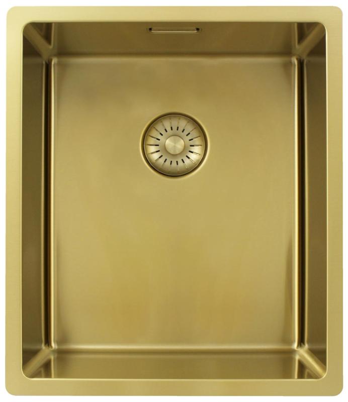 Pure.Sink Exclusivo Gouden spoelbak 34x40 cm 10mm radius onderbouw, vlakbouw en opbouw PEX3440-60