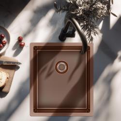 Pure.Sink Exclusivo Koperen spoelbak 34x40 cm 10mm radius onderbouw, vlakbouw en opbouw PEX3440-62