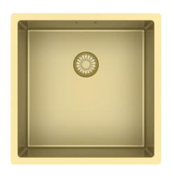 Pure.Sink Exclusivo Gouden spoelbak 40x40 cm 10mm radius onderbouw, vlakbouw en opbouw PEX4040-60