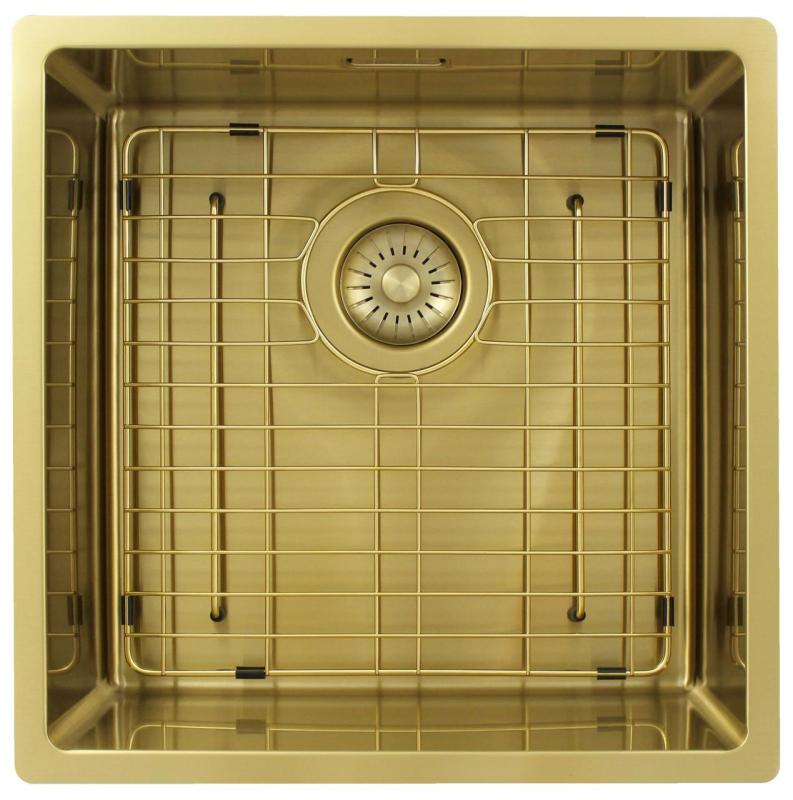 Pure.Sink Exclusivo Gouden spoelbak 40x40 cm 10mm radius onderbouw, vlakbouw en opbouw PEX4040-60