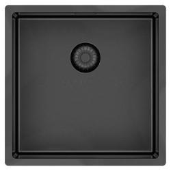 Pure.Sink Exclusivo Gun metal spoelbak 40x40 cm 10mm radius onderbouw, vlakbouw en opbouw PEX4040-61