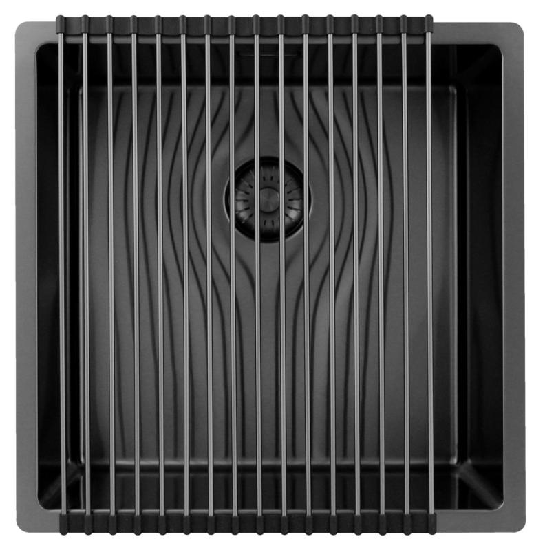 Pure.Sink Exclusivo Gun metal spoelbak 40x40 cm 10mm radius onderbouw, vlakbouw en opbouw PEX4040-61