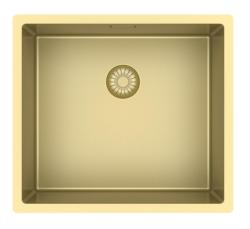 Pure.Sink Exclusivo Gouden spoelbak 45x40 cm 10mm radius onderbouw, vlakbouw en opbouw PEX4540-60