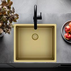 Pure.Sink Exclusivo Gouden spoelbak 45x40 cm 10mm radius onderbouw, vlakbouw en opbouw PEX4540-60