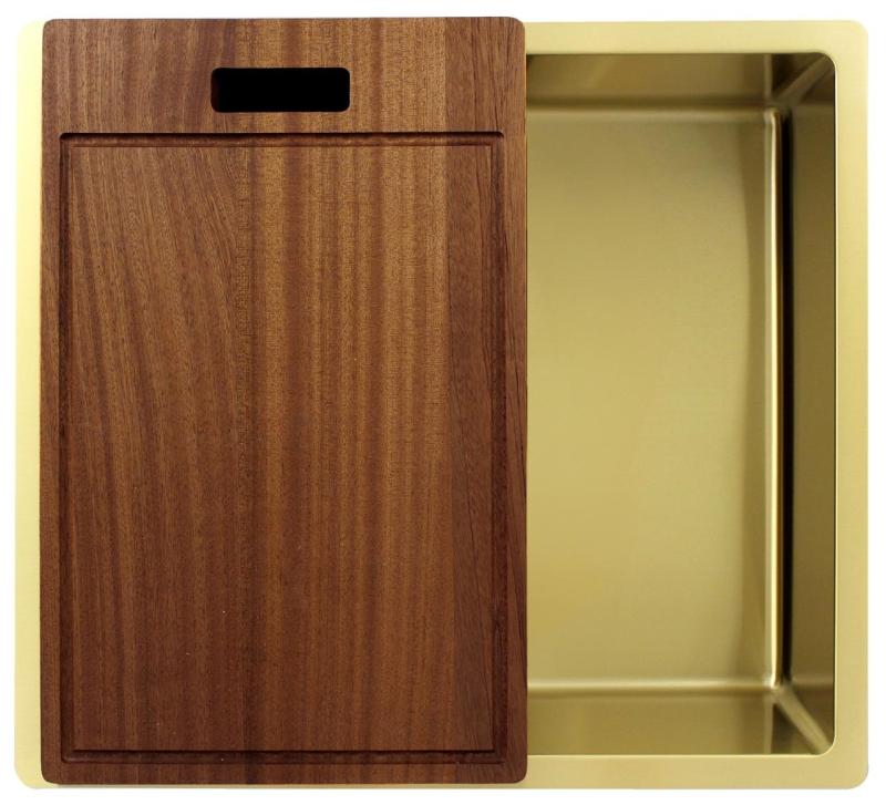 Pure.Sink Exclusivo Gouden spoelbak 45x40 cm 10mm radius onderbouw, vlakbouw en opbouw PEX4540-60