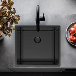 Pure.Sink Exclusivo Gun metal spoelbak 45x40 cm 10mm radius onderbouw, vlakbouw en opbouw PEX4540-61