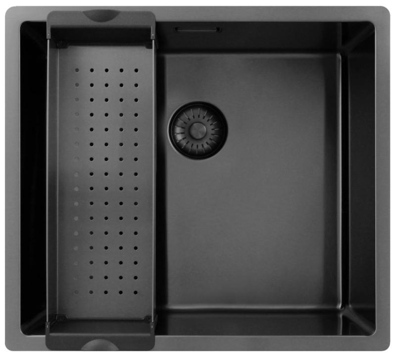 Pure.Sink Exclusivo Gun metal spoelbak 45x40 cm 10mm radius onderbouw, vlakbouw en opbouw PEX4540-61