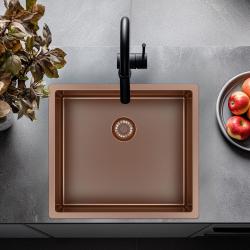 Pure.Sink Exclusivo Koperen spoelbak 45x40 cm 10mm radius onderbouw, vlakbouw en opbouw PEX4540-62