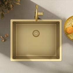 Pure.Sink Exclusivo Gouden spoelbak 50x40 cm 10mm radius onderbouw, vlakbouw en opbouw PEX5040-60