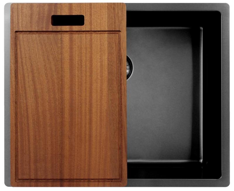 Pure.Sink Exclusivo Gun metal spoelbak 50x40 cm 10mm radius onderbouw, vlakbouw en opbouw PEX5040-61