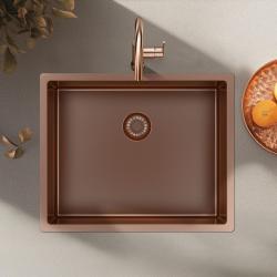 Pure.Sink Exclusivo Koperen spoelbak 50x40 cm 10mm radius onderbouw, vlakbouw en opbouw PEX5040-62