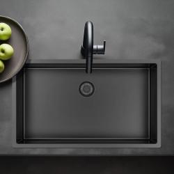 Pure.Sink Exclusivo grote Gun metal spoelbak 70x40 cm 10mm radius onderbouw, vlakinbouw en opbouw PEX7040-61
