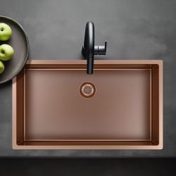 Pure.Sink Exclusivo grote Koperen spoelbak 70x40 cm 10mm radius onderbouw, vlakinbouw en opbouw PEX7040-62