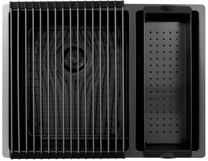 Pure.Sink Exclusivo Gun Metal 1,5 anderhalve spoelbak 34+18 cm 10mm radius PEX341840-61