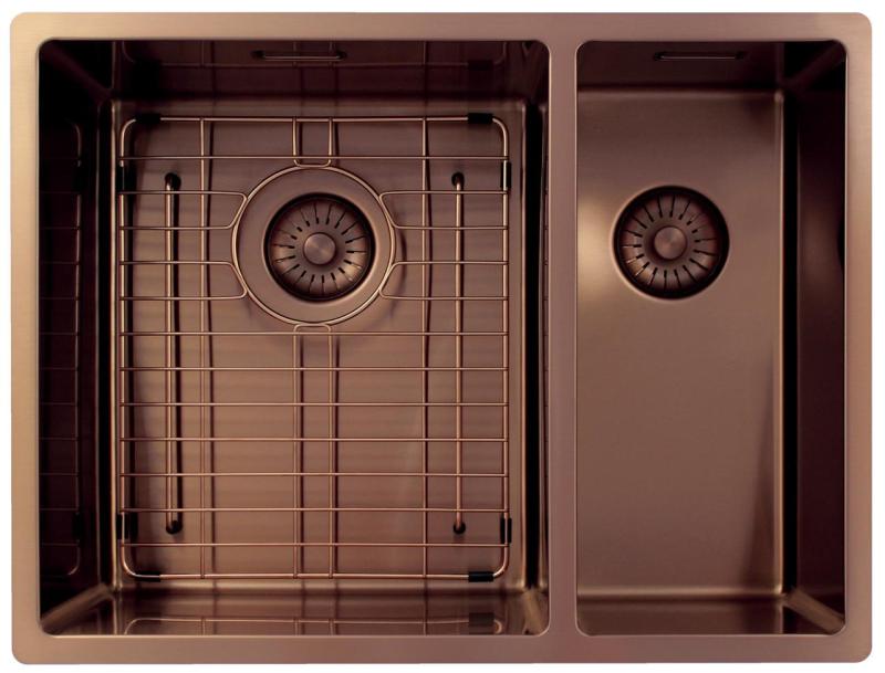 Pure.Sink Exclusivo Koperen 1,5 anderhalve spoelbak 34+18 cm 10mm radius PEX341840-62