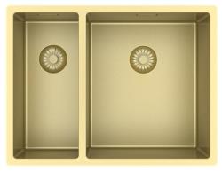 Pure.Sink Exclusivo Gouden 1,5 anderhalve spoelbak 18+34 cm 10mm radius PEX183440-60