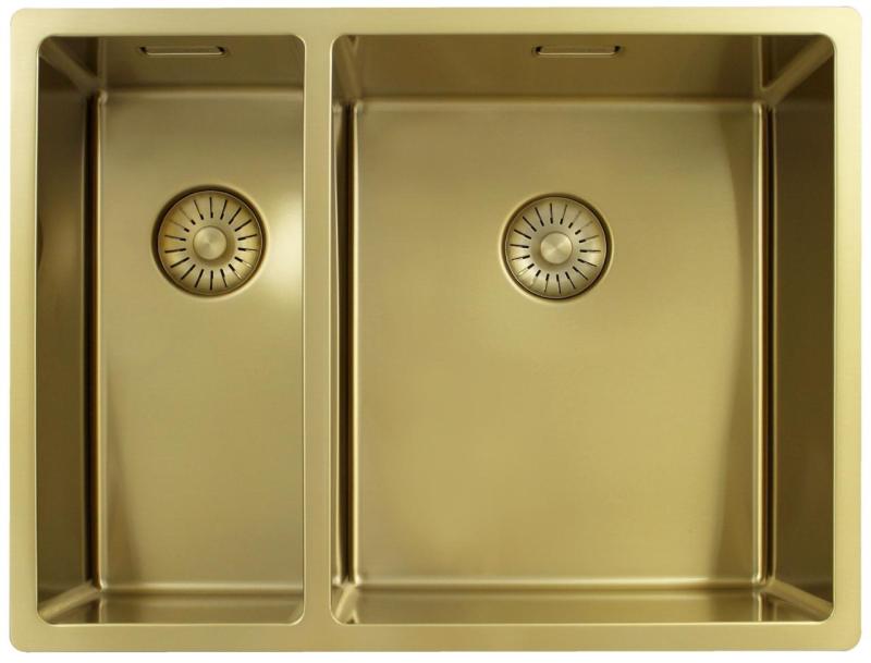 Pure.Sink Exclusivo Gouden 1,5 anderhalve spoelbak 18+34 cm 10mm radius PEX183440-60