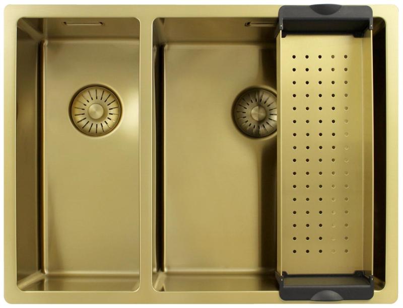 Pure.Sink Exclusivo Gouden 1,5 anderhalve spoelbak 18+34 cm 10mm radius PEX183440-60